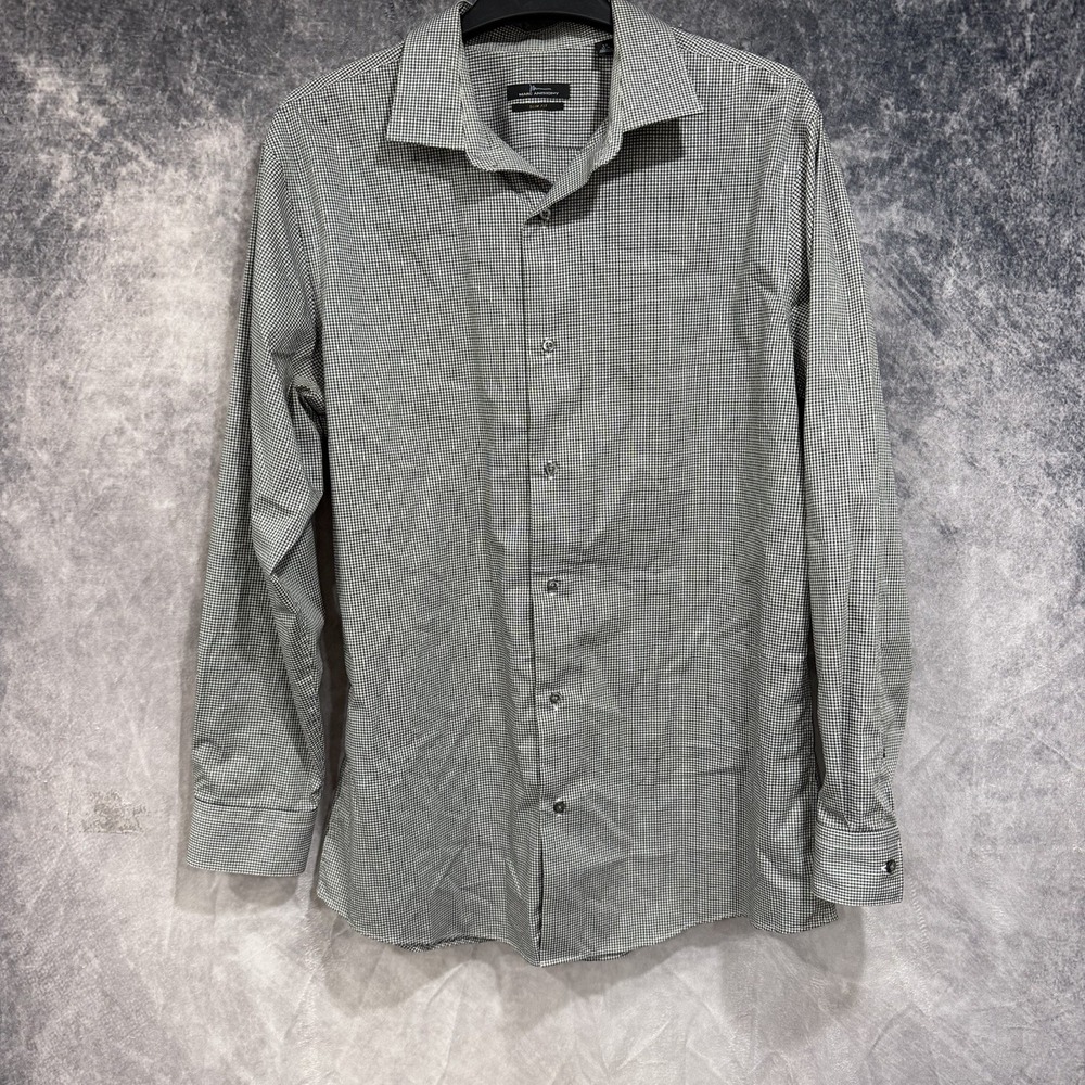 Marc Anthony Men's Gingham Check Long Sleeve Button Up Shirt Slim L Preppy